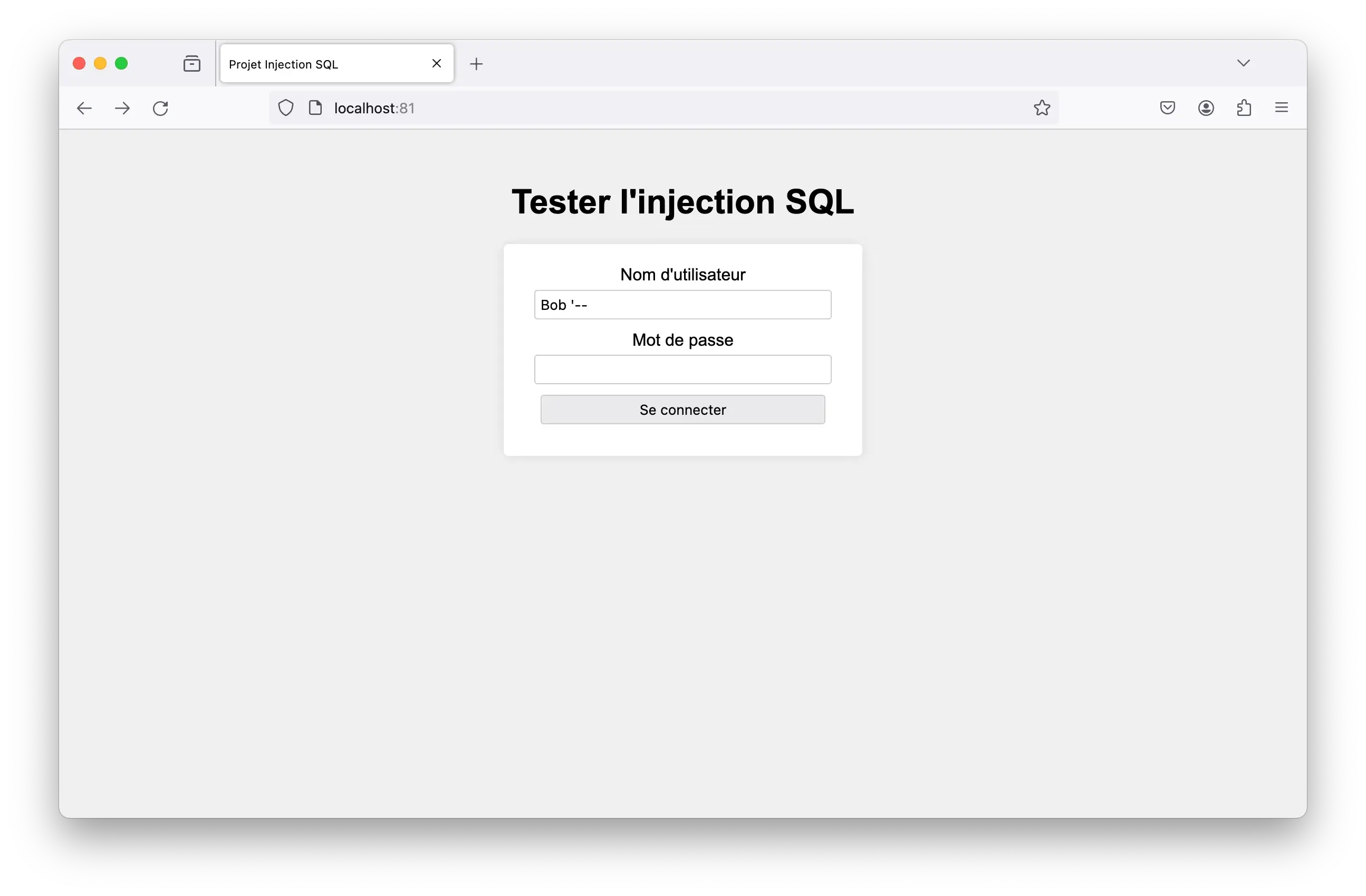 Tester la faille d'injection SQL