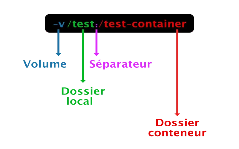 Décrire comment fonctionne la commande pour mapper un dossier dans Docker