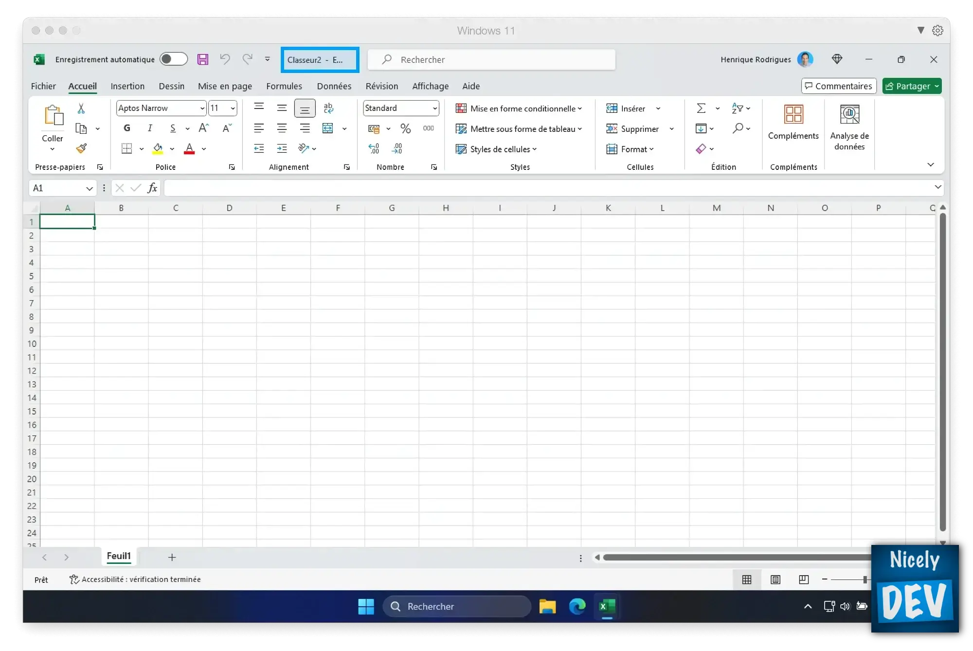 Barre de titre dans Excel