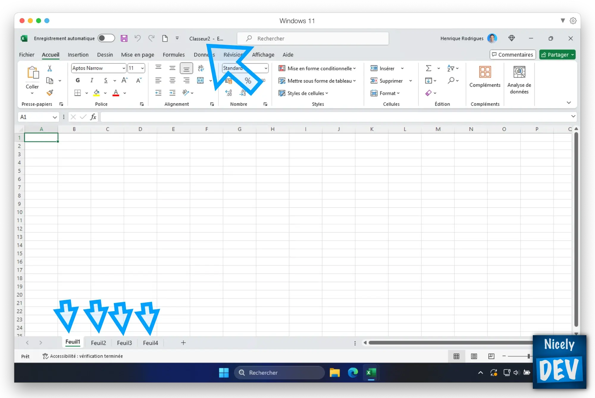 Un classeur avec plusieurs feuilles dans Excel