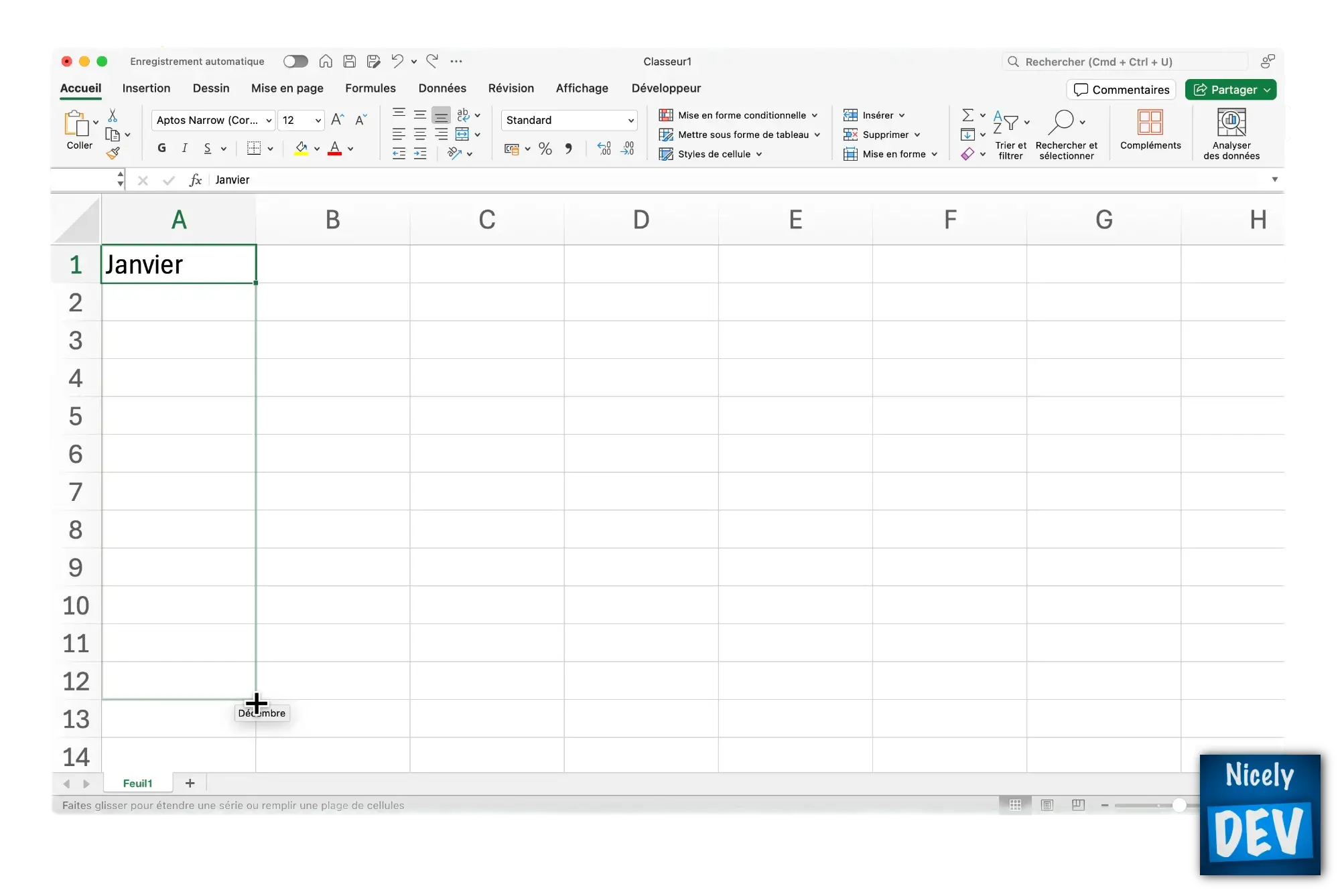 Remplissage automatique Excel