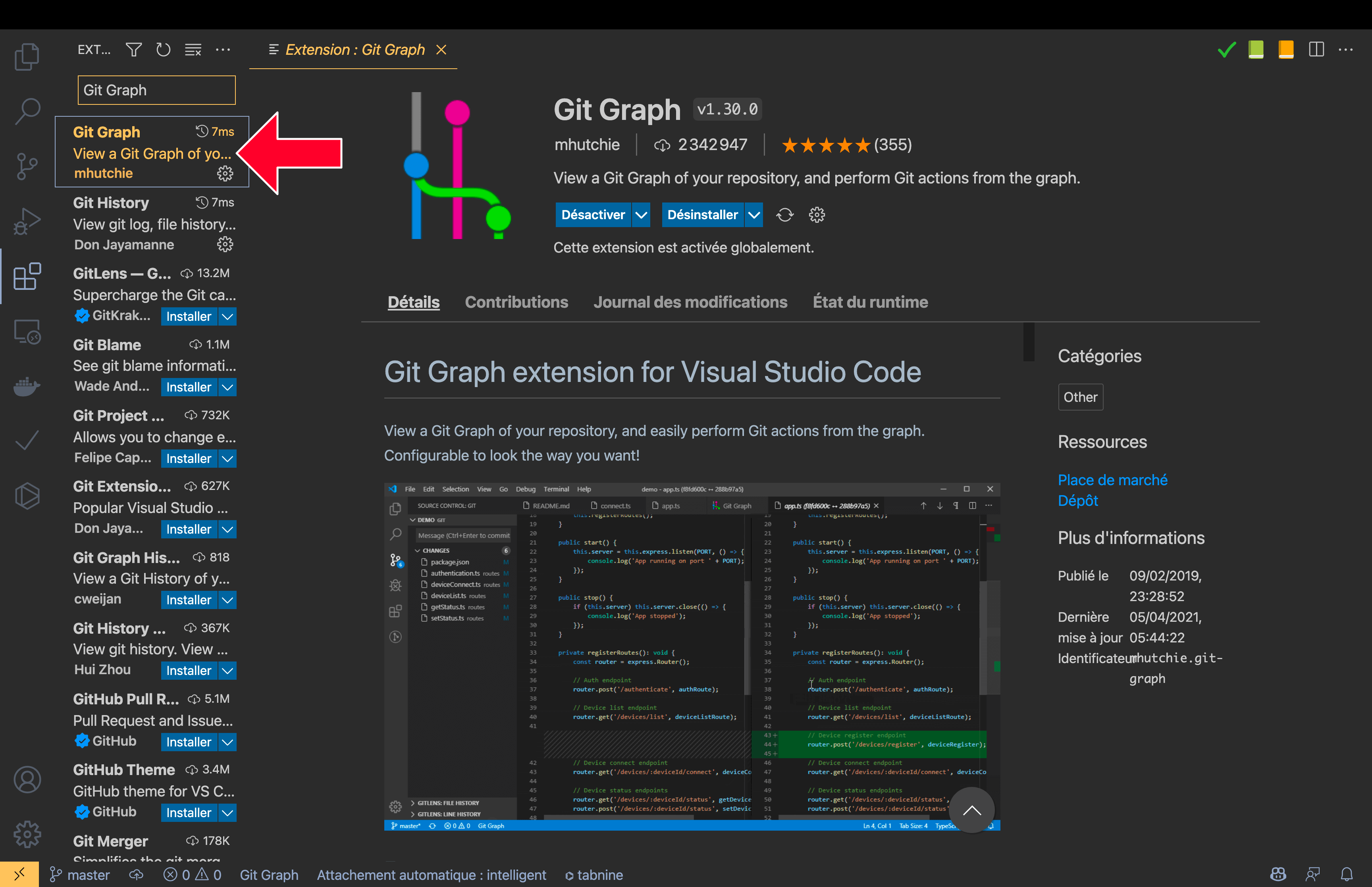 Extension vs code git graph